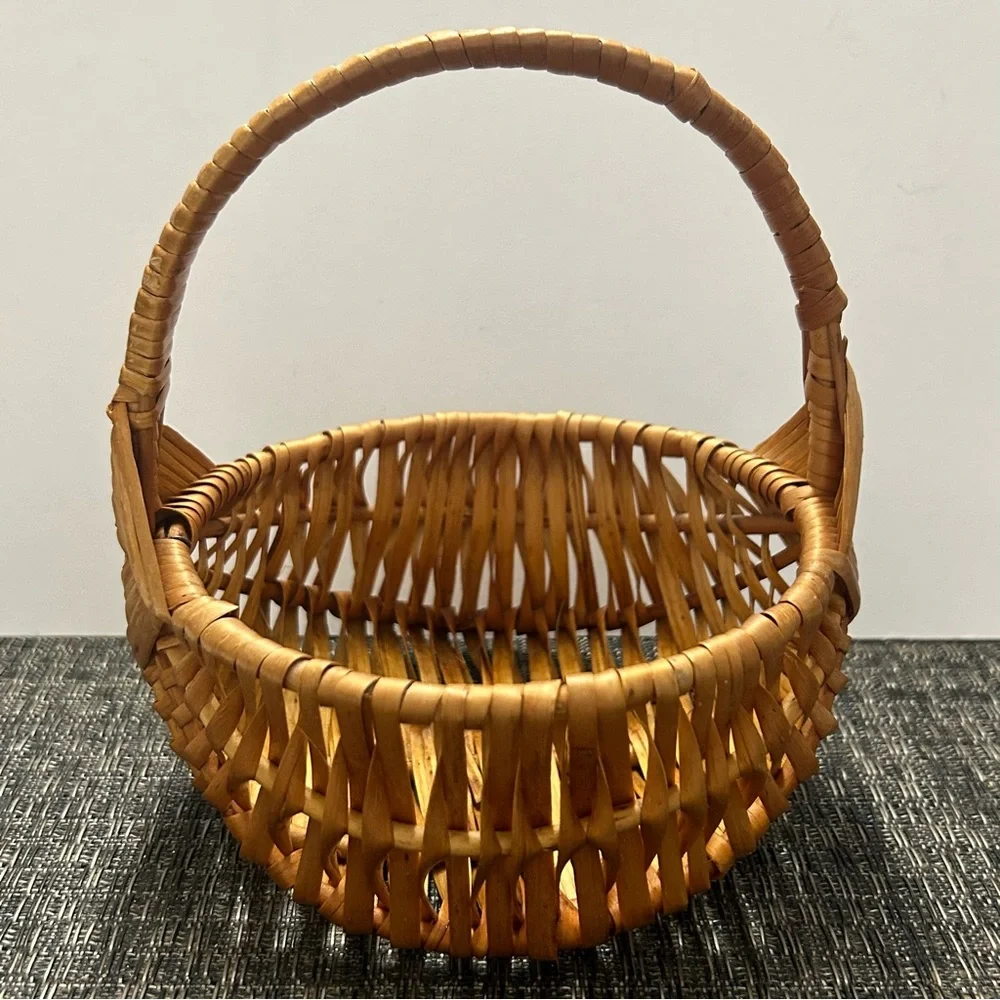 Vintage Woven Basket Melon Rib God’s Eye Detail 6x5.5
